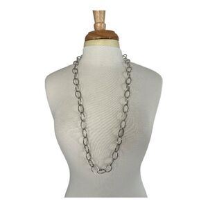 Vintage RJ Graziano Chic Oval Link Silver Tone Necklace 40”